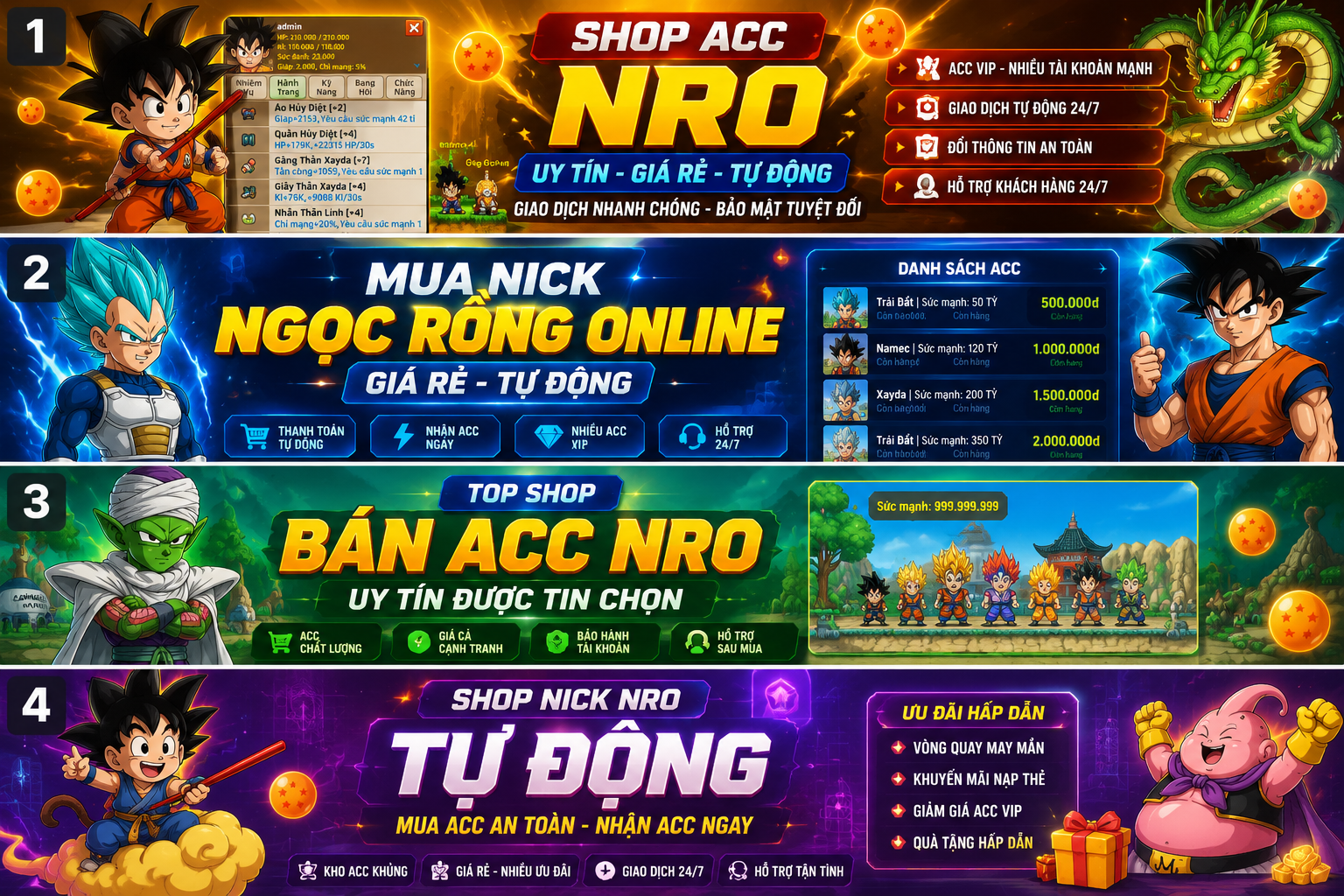 Shop Acc NRO Uy Tín Giá Rẻ – Mua Nick Ngọc Rồng Online An Toàn
