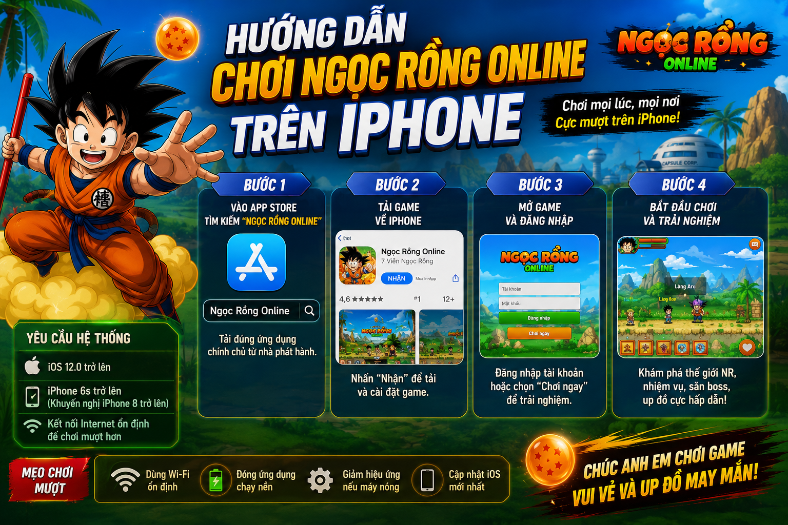 Hướng Dẫn Chơi Game Ngọc Rồng Online Trên Iphone