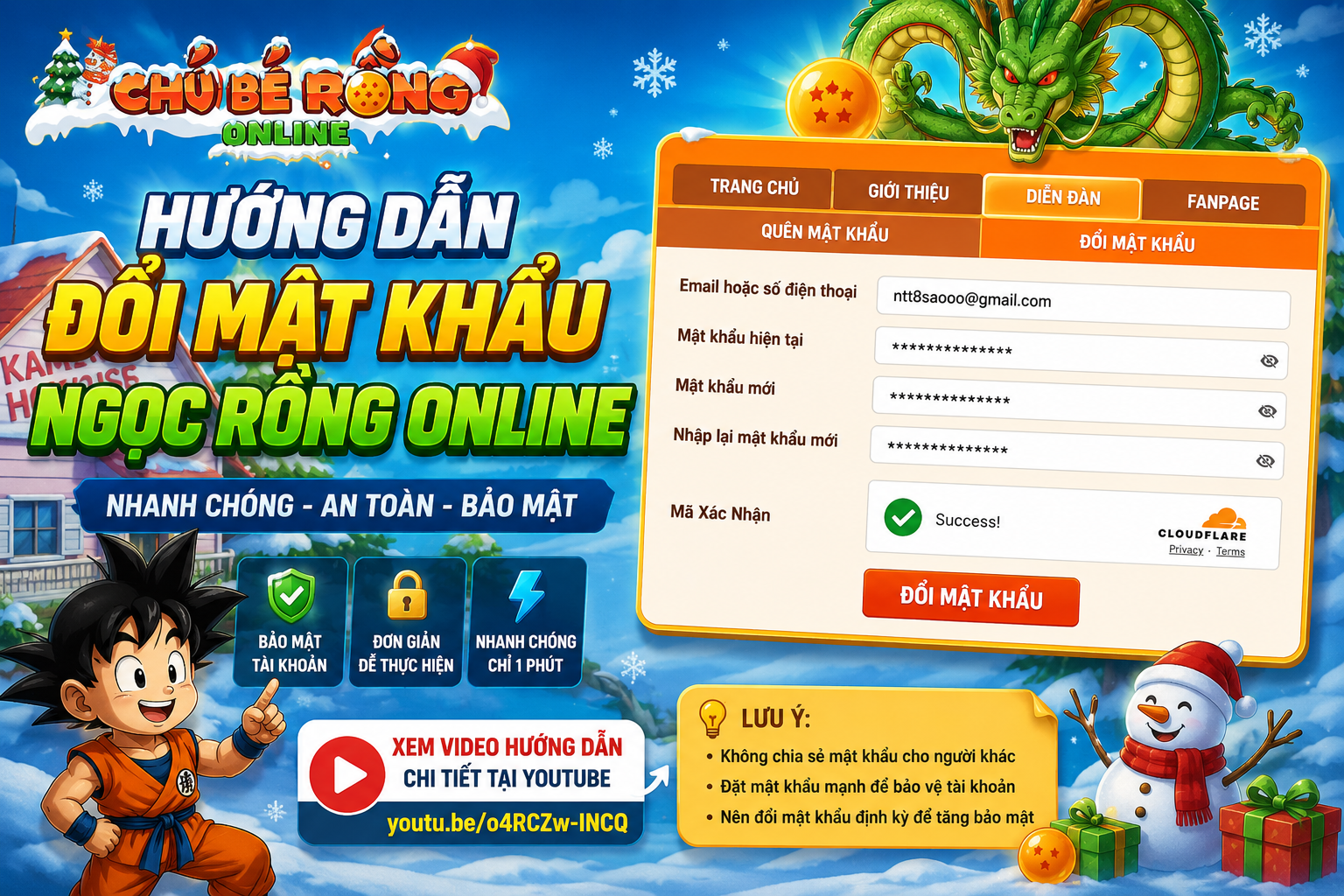 Hướng Dẫn Đổi Mật Khẩu Ngọc Rồng Online Nhanh Và An Toàn